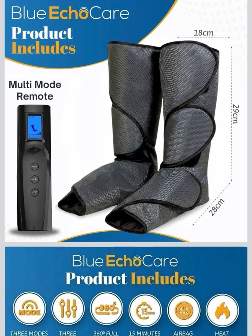 Black Heated Leg & Foot Massager Boots with Remote